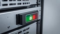 Secure Server Access with Green Lock Light Indicator Royalty Free Stock Photo