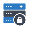 Secure server glyph color flat vector icon Royalty Free Stock Photo