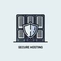 Secure Server Hosting Data Protection Shield Icon image Royalty Free Stock Photo