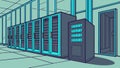 Secure Server Room with Network Racks and Cables, vector design Generative AI Royalty Free Stock Photo