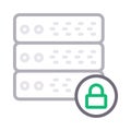 Secure server thin color line vector icon