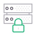 Secure server thin line color vector icon Royalty Free Stock Photo