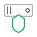 Secure server thin line color vector icon Royalty Free Stock Photo