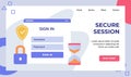Secure session user name password sign in access computer campaign for web website home homepage landing page template