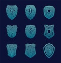 Secure shield fingerprint collection. Scan fingerprint, security or identification system based on thumb lines