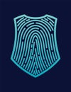 Secure shield fingerprint. Scan fingerprint, security or identification system based on thumb lines. Biometric data
