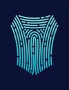 Secure shield fingerprint. Scan fingerprint, security or identification system based on thumb lines. Biometric data