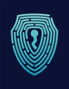 Secure shield fingerprint. Scan fingerprint, security or identification system based on thumb lines. Biometric data
