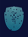 Secure shield fingerprint. Scan fingerprint, security or identification system based on thumb lines. Biometric data