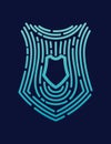 Secure shield fingerprint. Scan fingerprint, security or identification system based on thumb lines. Biometric data