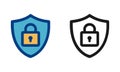 Secure Shield Icons, Protection and Privacy, a shield with a locked padlock, IT Network Communication Technology Icon Royalty Free Stock Photo
