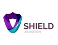 Secure shield logo design made of color pieces