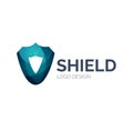 Secure shield logo design made of color pieces