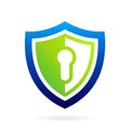 Secure shield logo, key technology modern concept Royalty Free Stock Photo