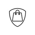 Secure Shopping icon Vector Illustration. Shopping Security and Safety with Shield icon design concept for e-commerce, online