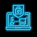 secure shopping neon glow icon illustration Royalty Free Stock Photo