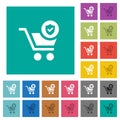 Secure shopping square flat multi colored icons