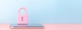 Secure smartphone with a pink padlock symbolizing data protection, privacy, and safety in modern mobile communication for business