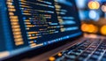 Secure software development code on computer screen with blurred background display Royalty Free Stock Photo