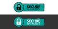 Secure SSL Encryption And Secure Payment Buttons With Padlock - Vector Illustrations - Isolated On Monochrome Background Royalty Free Stock Photo