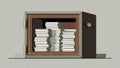 Secure Storage Solution Featuring Open Safe Filled with Stacked Paper Documents, Emphasizing Importance of Document Protection and Royalty Free Stock Photo