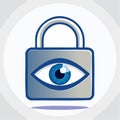 Secure Surveillance Padlock with Blue Eye Vector Icon Royalty Free Stock Photo
