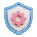 Secure system settings icon with a pink gear on a layered shield Royalty Free Stock Photo
