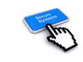 secure systems button on white