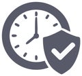 Secure time management symbol with a clock and shield checkmark representing assured safety Royalty Free Stock Photo