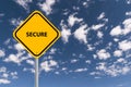 secure traffic sign on blue sky Royalty Free Stock Photo