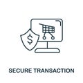 Secure Transaction icon. Line style symbol from shopping icon collection. Secure Transaction creative element for logo, Royalty Free Stock Photo