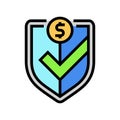 secure transaction shield decentralized application color icon vector illustration