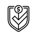 secure transaction shield decentralized application line icon vector illustration