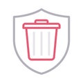 Secure trash thin line color vector icon