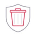 Secure trash thin line color vector icon Royalty Free Stock Photo