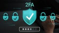 Secure Two-Factor Authentication Concept with Digital Locks and Shield on Keyboard Background for Cybersecurity and Royalty Free Stock Photo