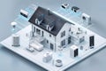 Secure urban living with an alarm system, integrating intelligent security panels for setup in a protected environment, monitored