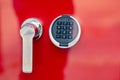 Secure vault with number based padlock security mechanism keyboard as safeguard for treasures and encryption symbol protects data Royalty Free Stock Photo