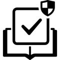 Secure verification checkmark icon inside a shield symbolizing safety and authentication on a document Royalty Free Stock Photo