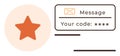 Secure Verification Code Message with Star Icon and Minimalist Design Elements Royalty Free Stock Photo