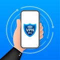Secure VPN connection concept. Virtual private network connectivity overview. Vector stock illustration
