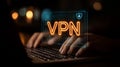 Secure VPN connection for online privacy and data protection on laptop Royalty Free Stock Photo
