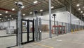 secure warehouse facility with advanced security features, including surveillance cameras and gated entrance, ensuring safety and Royalty Free Stock Photo