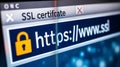 Secure website connection depicted with https protocol and ssl certificate indication Royalty Free Stock Photo