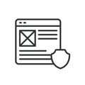Secure website, icon in line design. Secure, website, protection, online, safety, cybersecurity, shield on white