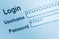 Secure Website Login User Interface Screen Macro Closeup, WWW Security Concept, Username, Password Fields, Large Detailed Internet Royalty Free Stock Photo