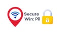 Secure Wi-Fi Location Pin, Protected Network Access, vector design Generative AI Royalty Free Stock Photo