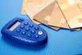 Secure wireless payment concept. Gold credit cards and security remote Royalty Free Stock Photo