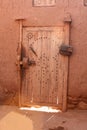 Secure wooden door on African house