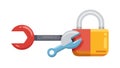 Secure Wrench Tool Icon Vector Illustration, Maintenance Security, vector design Generative AI Royalty Free Stock Photo